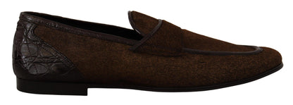 Dolce & Gabbana Schuhe Kleid Loafers Braun Leder Slip Schuhe