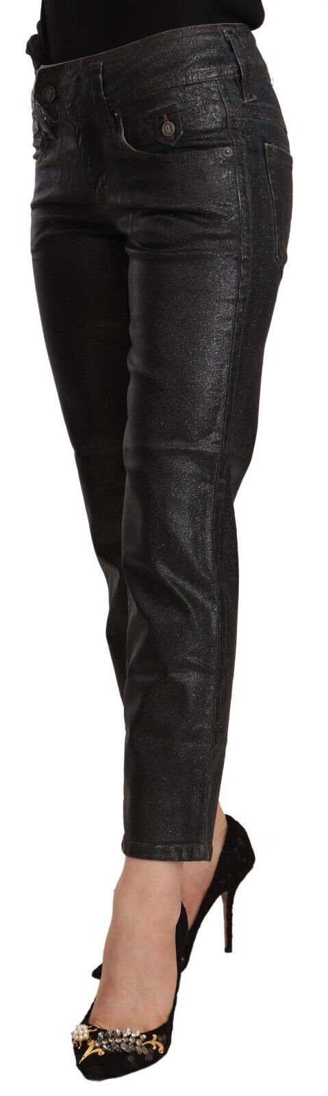 John Galliano Chic black glittery cropped pants