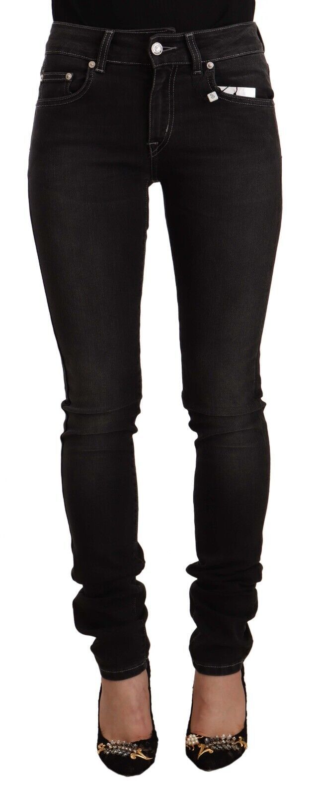GF Ferre Chic slim fit jeans, black, washed