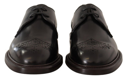 Dolce & Gabbana Schwarzes Leder Kleid Formelle Derby Schuhe