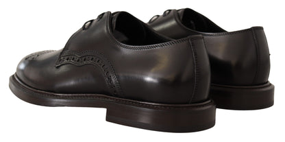 Dolce & Gabbana Schwarzes Leder Kleid Formelle Derby Schuhe