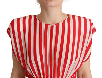 Dolce & Gabbana Rot-weiß gestreiftes Seiden-Minikleid in A-Linie