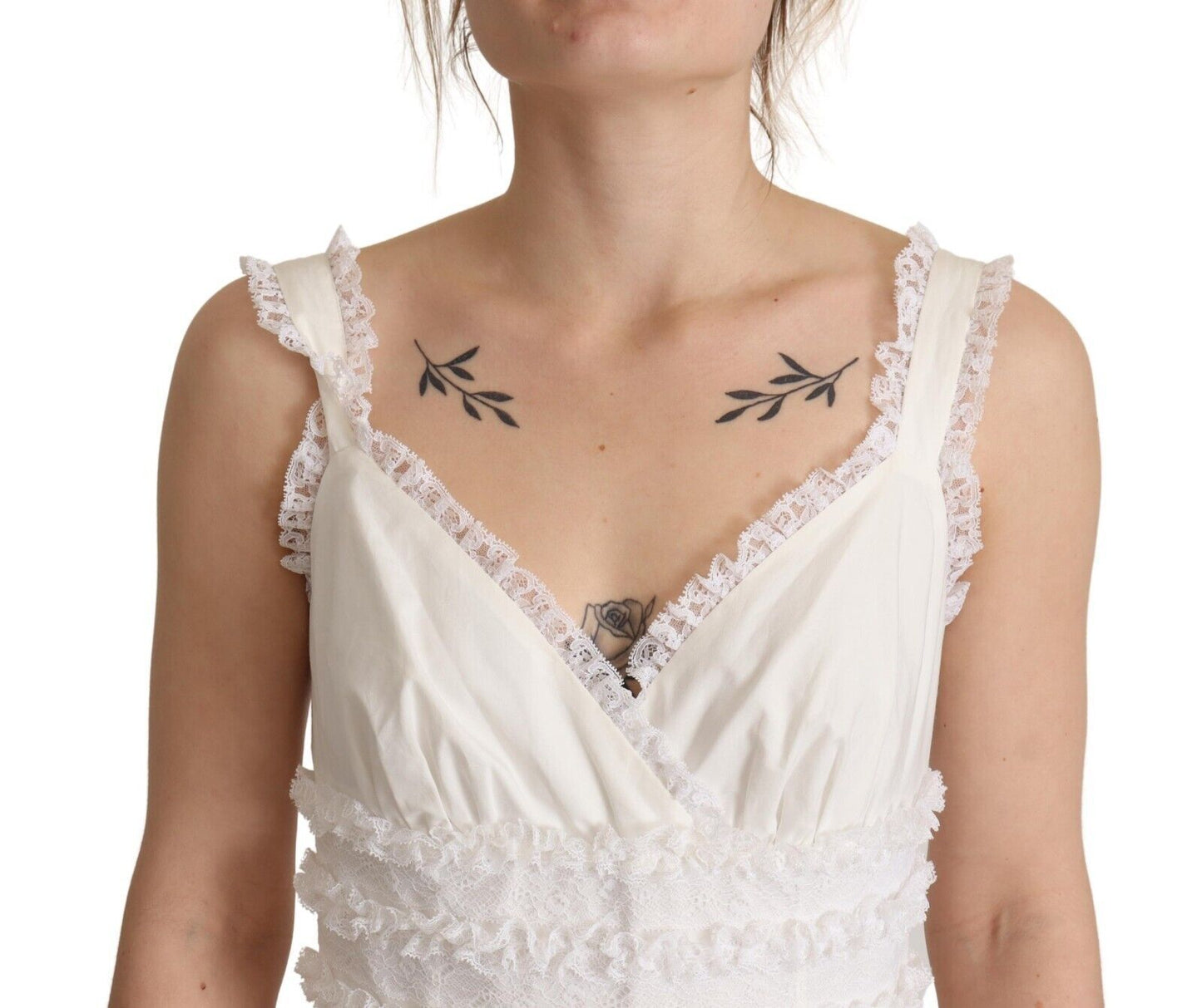 Dolce &amp; Gabbana Elegant White A-Line Maxi Dress with Tiers