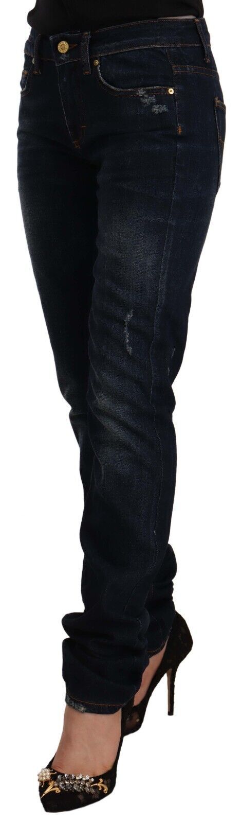 GF Ferre Chic mid-waist skinny jeans in dark blue wash