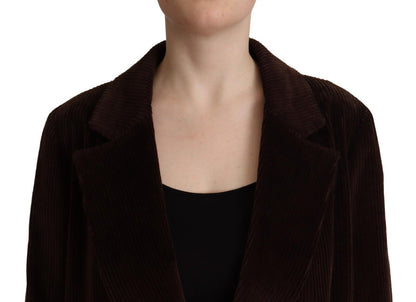 Dolce & Gabbana Bordeauxfarbener Cord-Baumwoll-Blazer Übergrößen-Jacke