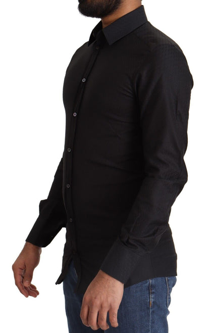 Dolce & Gabbana Schwarzes GOLD Baumwollhemd Formales Hemd