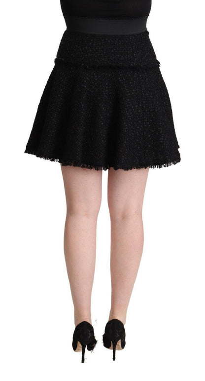 Dolce & Gabbana Schwarzer gestrickter Mini-A-Linien-Rock aus Nylon mit hoher Taille