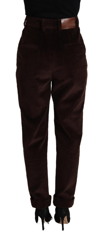 Dolce &amp; Gabbana Elegant burgundy corduroy trousers with high waist