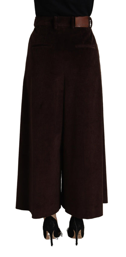 Dolce &amp; Gabbana Chic burgundy corduroy trousers with high waist