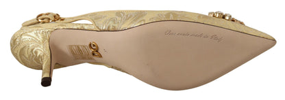 Dolce & Gabbana Gold Kristall Slingbacks Pumps Heels Schuhe