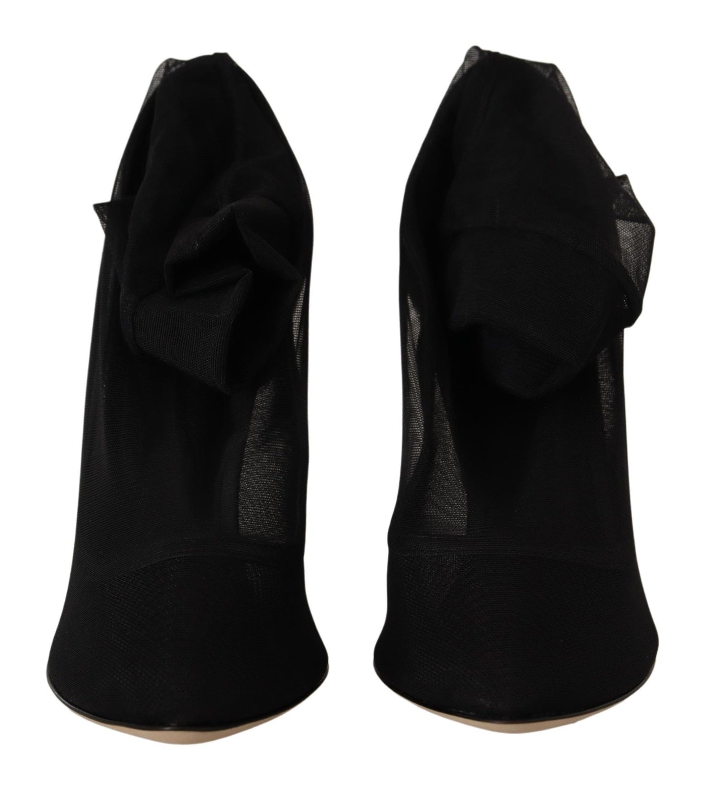 Dolce & Gabbana Schwarz Stretch Tüll Stretch Stiefel Schuhe