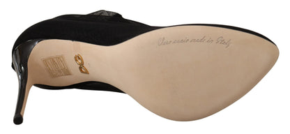 Dolce & Gabbana Schwarz Stretch Tüll Stretch Stiefel Schuhe