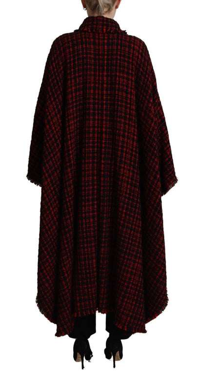 Dolce & Gabbana Schwarz-rot karierter Baumwollmantel Jacke