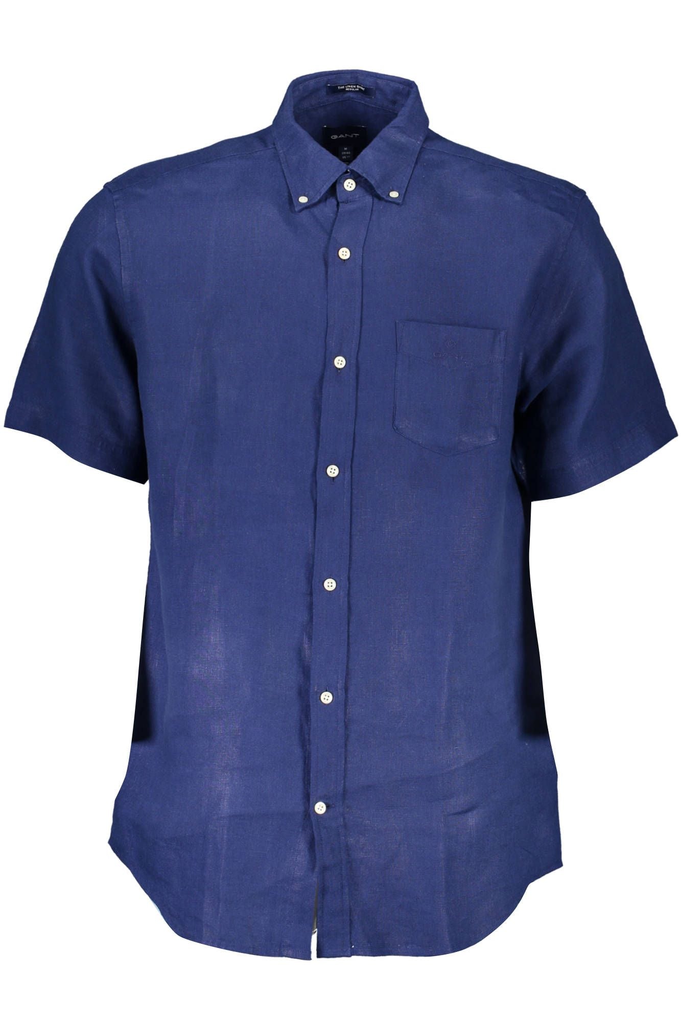 Gant Elegant blue linen shirt with button placket