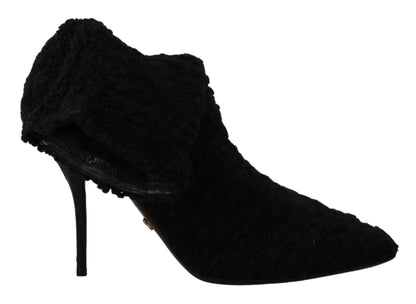 Dolce & Gabbana Schwarz Stiletto Heels Mid Calf Frauen Stiefel
