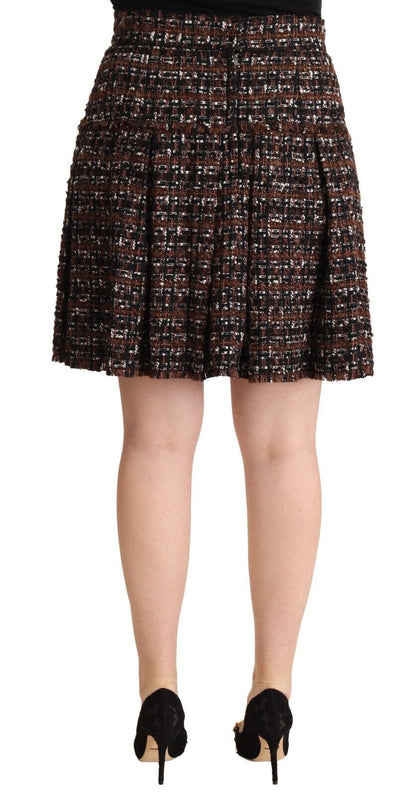 Dolce & Gabbana Brauner Mini-Faltenrock mit hoher Taille und A-Linie