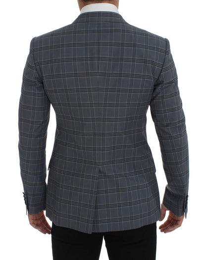 Dolce & Gabbana Blau karierte Slim Fit Blazer Jacke