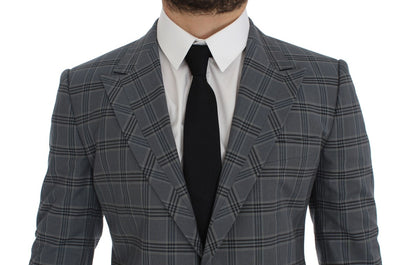 Dolce & Gabbana Blau karierte Slim Fit Blazer Jacke