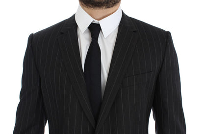 Dolce & Gabbana Grauer gestreifter Slim Fit Wollblazer