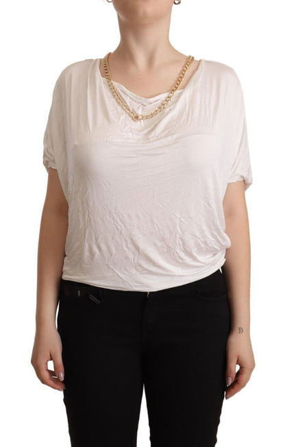 Guess By Marciano Weißes Kurzarm-T-Shirt mit Goldkette
