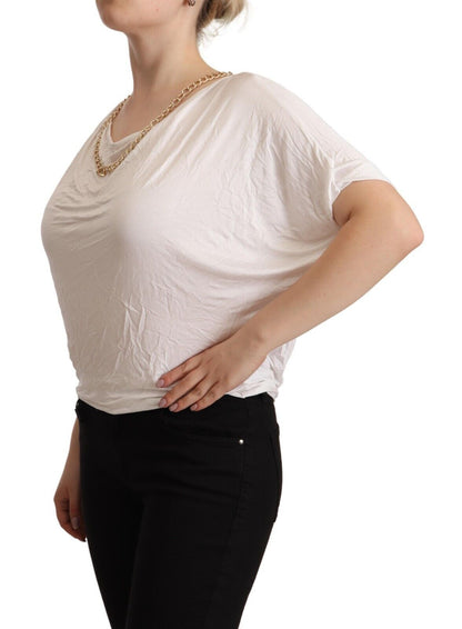 Guess By Marciano Weißes Kurzarm-T-Shirt mit Goldkette