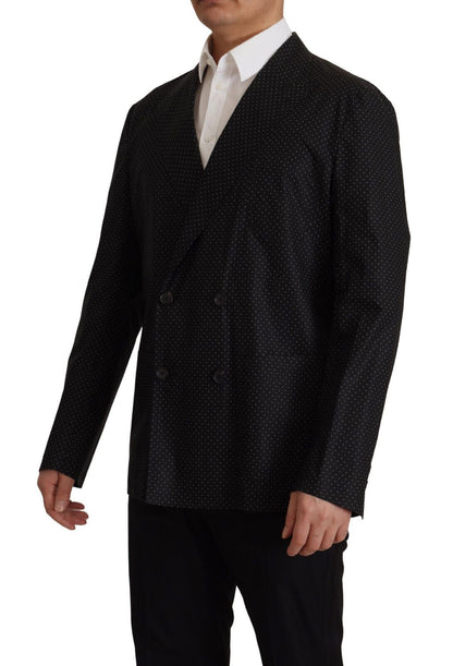 Dolce & Gabbana Schwarz gepunktete Blazerjacke aus Baumwolle
