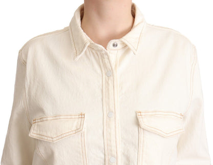 Levi's Weißes Baumwoll-Poloshirt mit langen Ärmeln und Knopfleiste