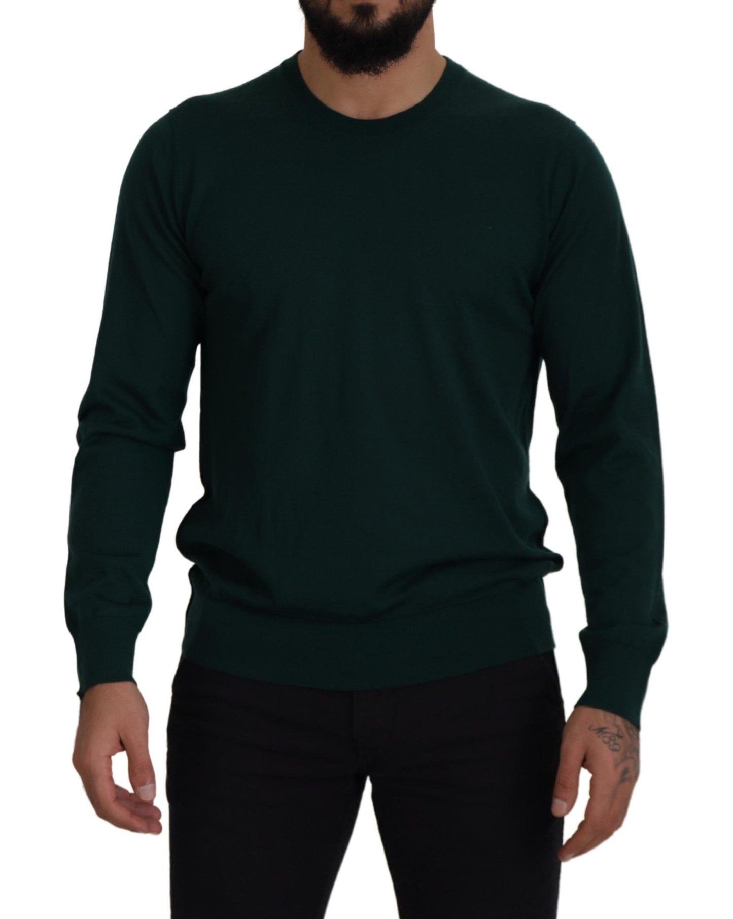Dolce & Gabbana Grüner Pullover aus Kaschmir mit Rundhalsausschnitt