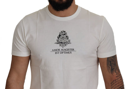 Dolce & Gabbana Weißes Logo-Baumwoll-T-Shirt von Amor Magister