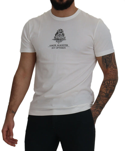 Dolce & Gabbana Weißes Logo-Baumwoll-T-Shirt von Amor Magister