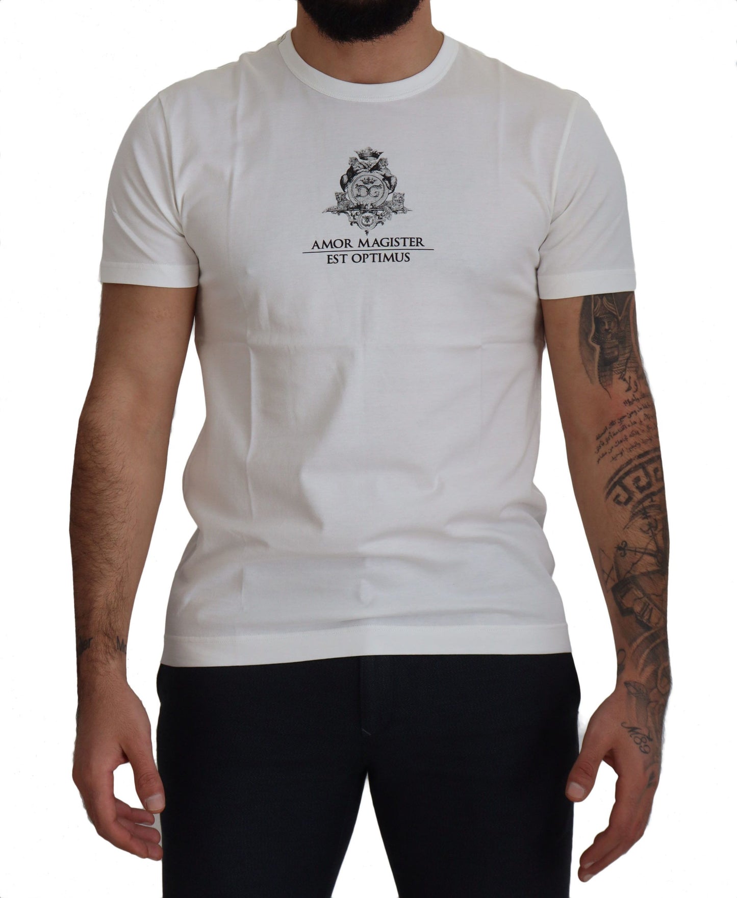 Dolce & Gabbana Weißes Logo-Baumwoll-T-Shirt von Amor Magister