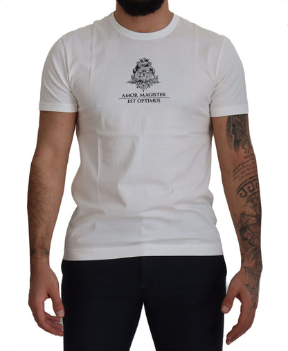 Dolce & Gabbana Weißes Logo-Baumwoll-T-Shirt von Amor Magister