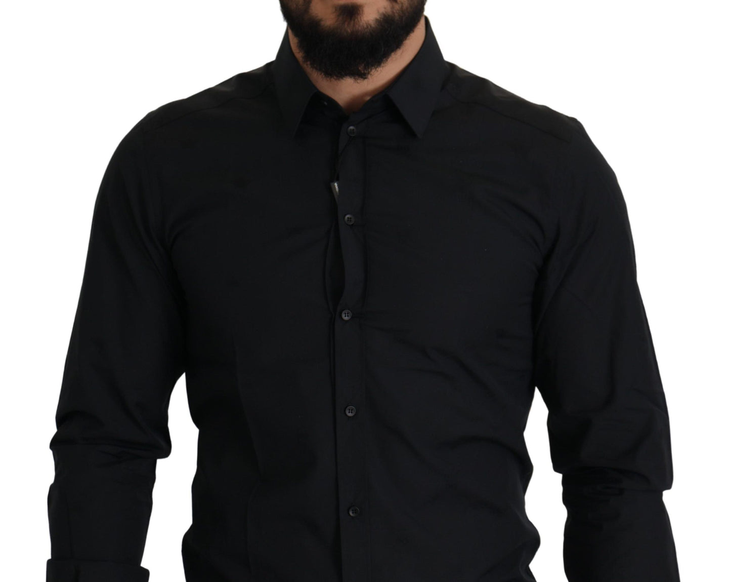 Dolce & Gabbana Schwarzes Cotton GOLD Slim Fit Dress Hemd