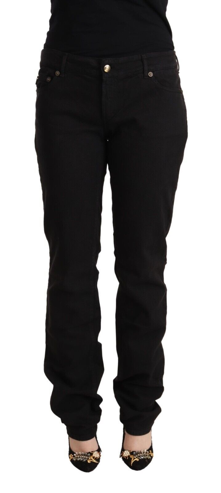 Just Cavalli Mid Waist Slim Fit Jeans in Black