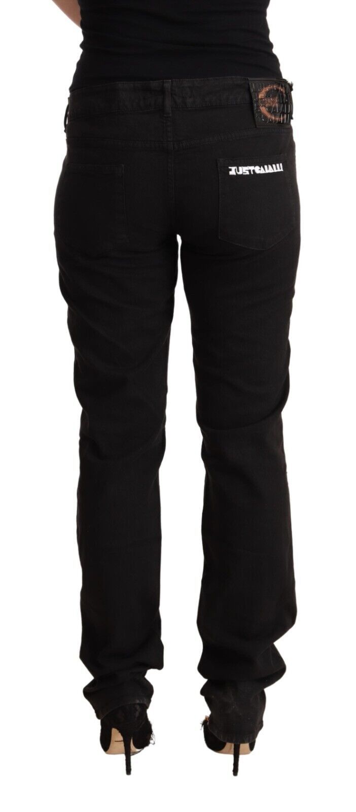 Just Cavalli Mid Waist Slim Fit Jeans in Black