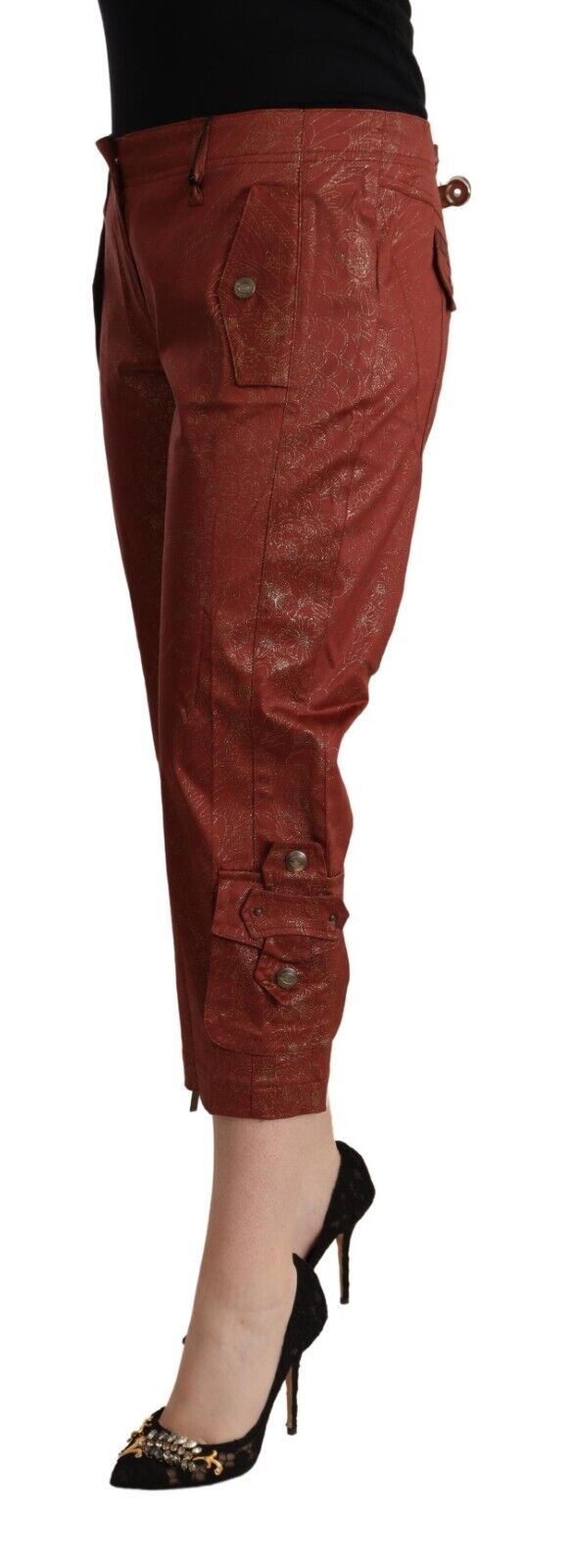 Just Cavalli Chic brown cotton cropped trousers