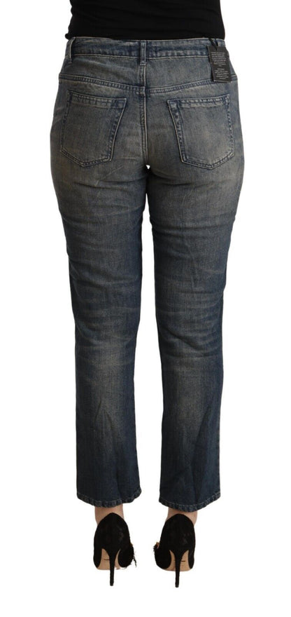 Twinset Blau gewaschene Baumwolle Cropped Capri Damen Denim Jeans
