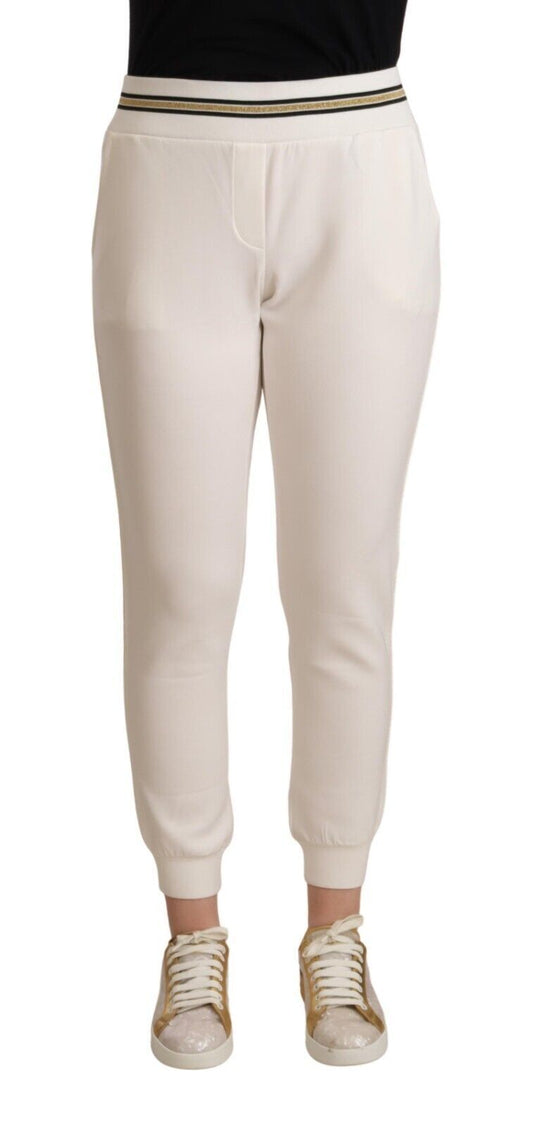 Patrizia Pepe Chic white mid-waist sweatpants