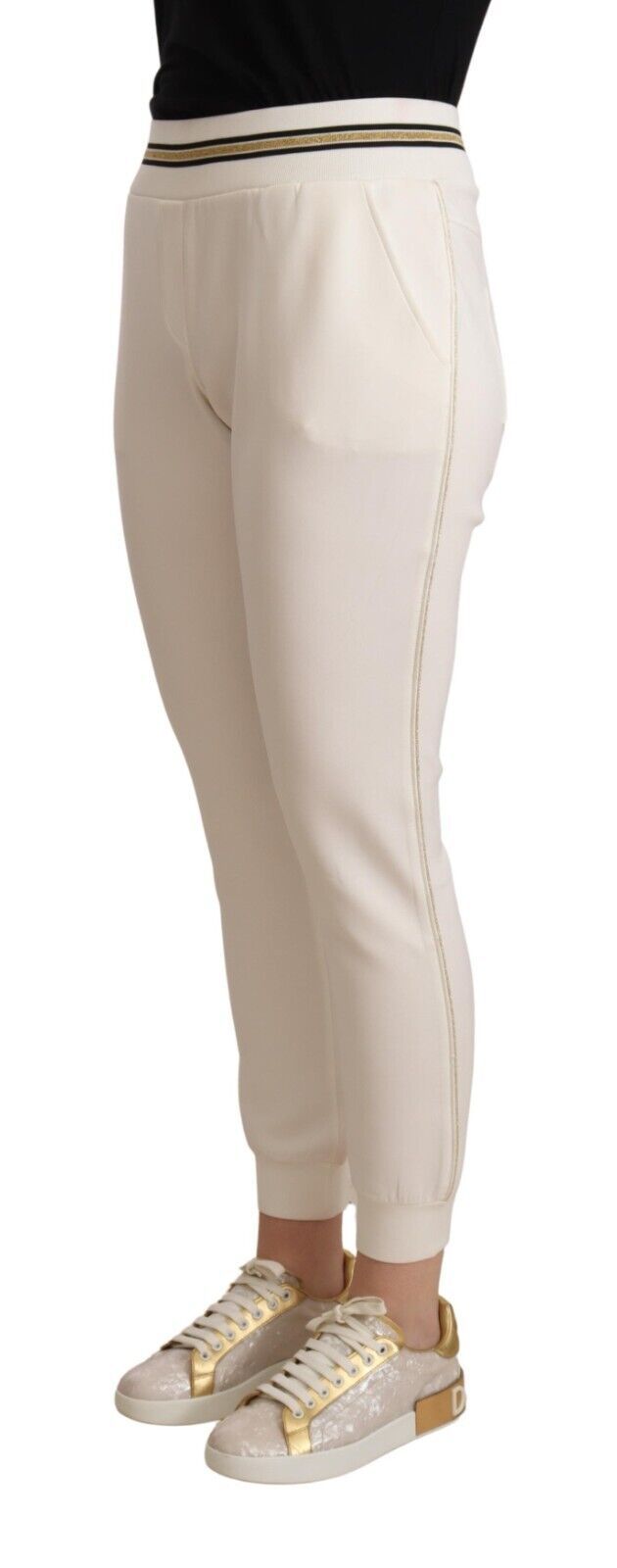 Patrizia Pepe Chic white mid-waist sweatpants