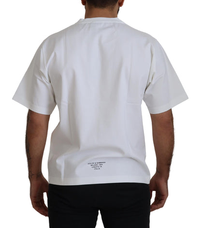 Dolce & Gabbana Weißes T-Shirt mit Logoaufdruck aus Baumwolle mit Rundhalsausschnitt