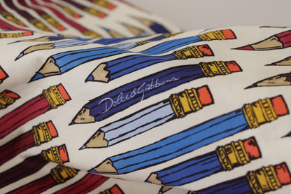 Dolce & Gabbana Weiße T-Shirt-Bluse mit Bleistiftdruck aus Baumwolle