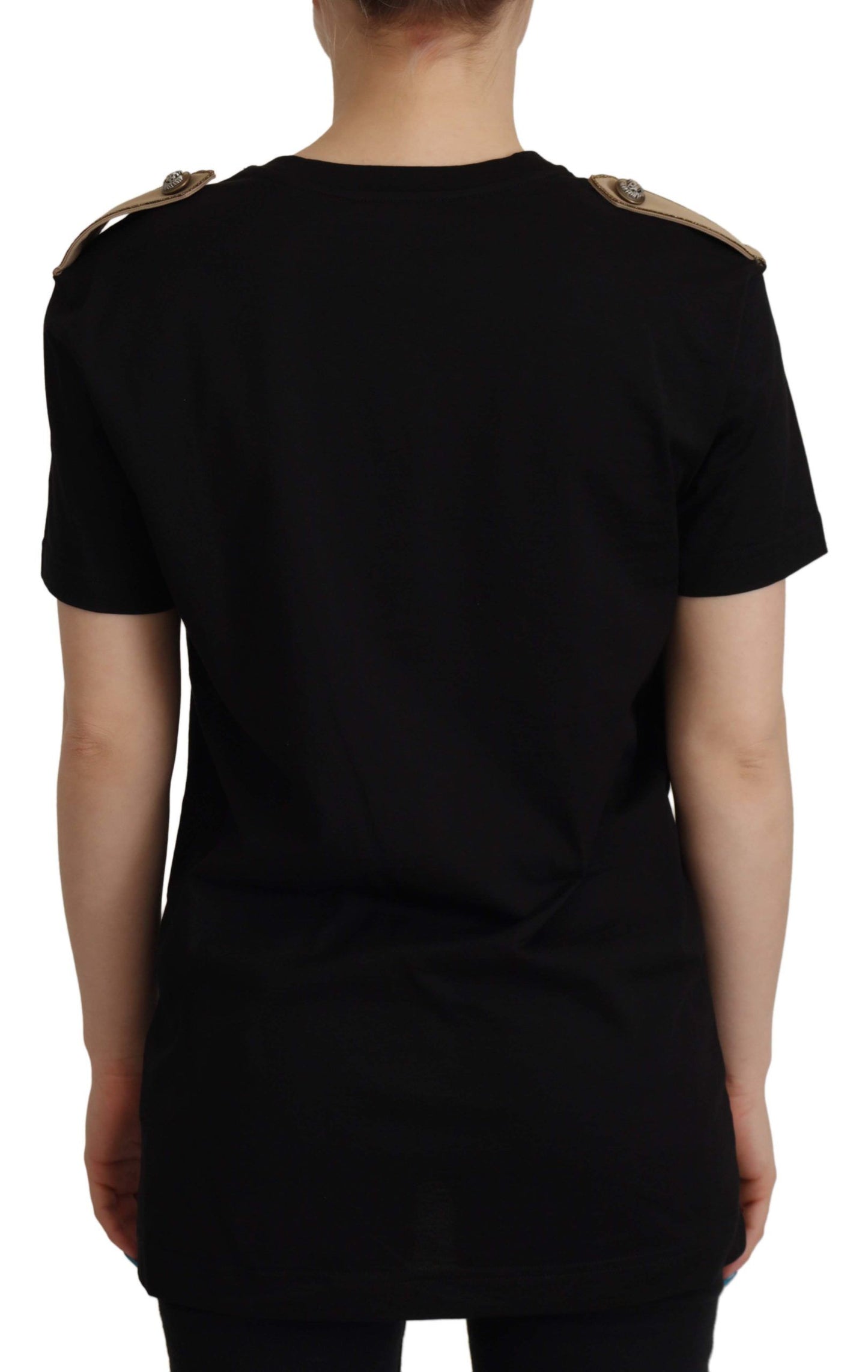 Dolce & Gabbana Schwarzes Logo-Motiv-T-Shirt mit Rundhalsausschnitt aus Baumwolle