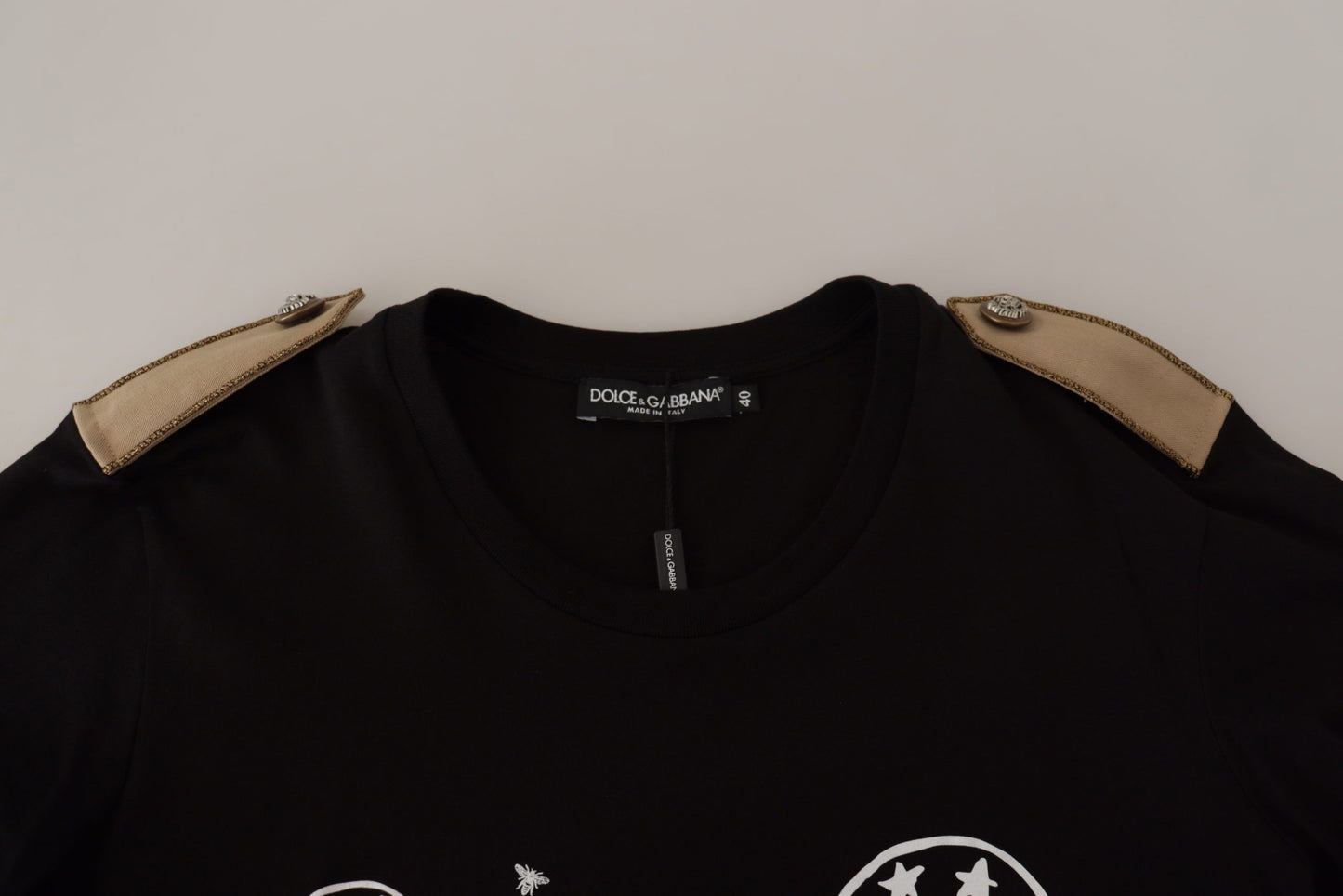 Dolce & Gabbana Schwarzes Logo-Motiv-T-Shirt mit Rundhalsausschnitt aus Baumwolle