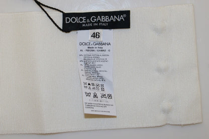 Dolce & Gabbana Weißer Kristall-Messing-Gürtel mit breiter Taille Laufsteg