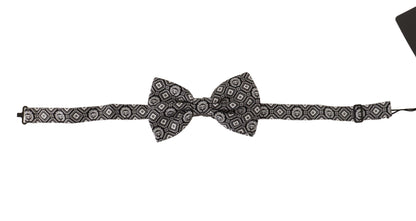 Dolce & Gabbana Schwarz weiß 100% Seide Verstellbare Papillon Krawatte