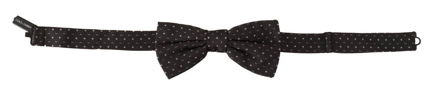 Dolce & Gabbana Graue gepunktete Papillon-Krawatte aus 100% Seide