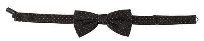 Dolce & Gabbana Graue gepunktete Papillon-Krawatte aus 100% Seide