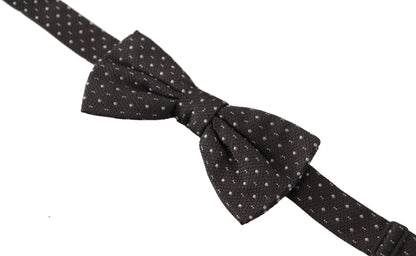 Dolce & Gabbana Graue gepunktete Papillon-Krawatte aus 100% Seide