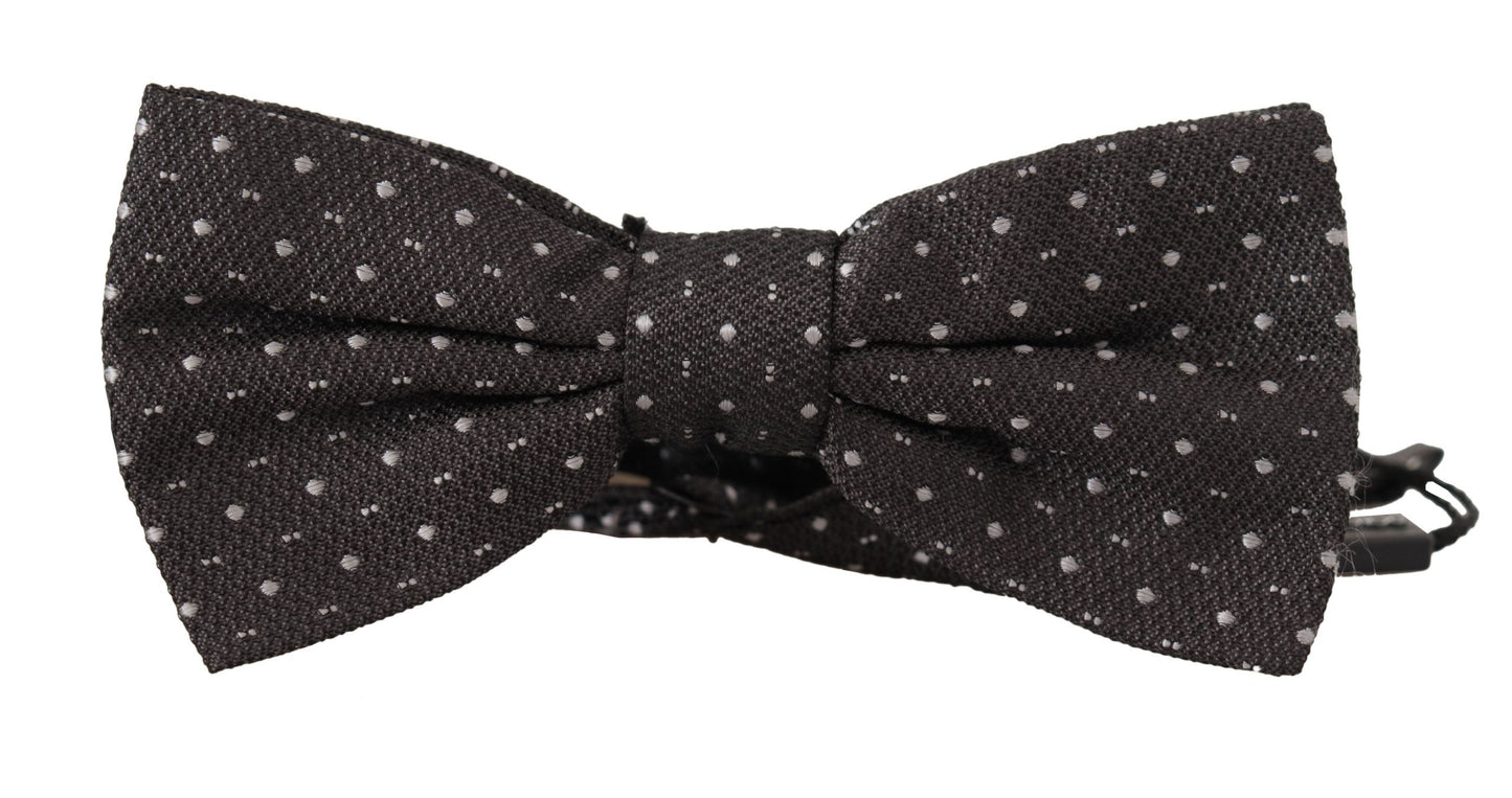 Dolce & Gabbana Graue gepunktete Papillon-Krawatte aus 100% Seide