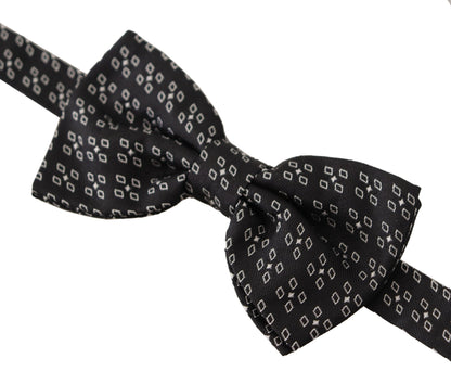 Dolce & Gabbana Schwarz-Weiß gepunktet 100% Seide Hals Papillon Krawatte